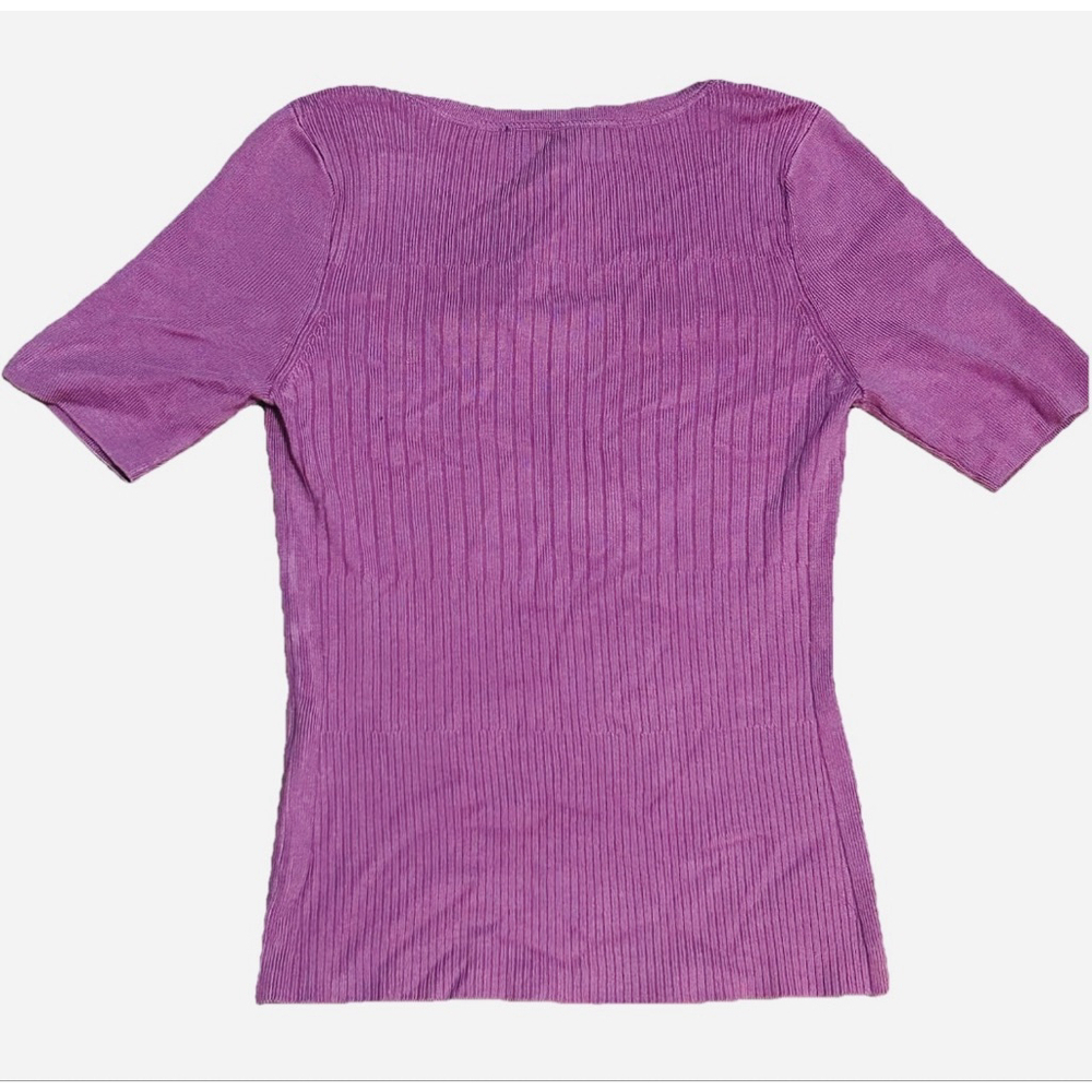Women's White House Black Market Ribbed V-Neck Top Pink L - Picture 5 of 6